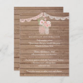 Chic Lace Mason Jar & Wood Wedding Insert kaart (Voorkant / Achterkant)