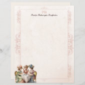 Chic Lady Tea Monogrammed briefpapier (Voorkant / Achterkant)