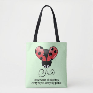 Chic Ladybug Quote Canvas tas - Ladybug Picnic