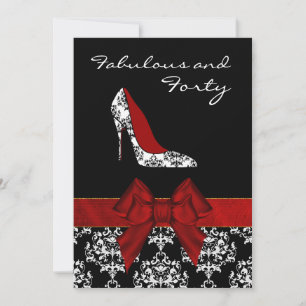 Chic Lady's Damask Stiletto Aangepaste Uitnodiging