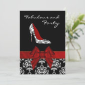 Chic Lady's Damask Stiletto Custom Invitation (Debout devant)