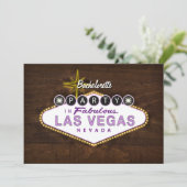 Chic Las Vegas Sign Bachelorette Party Invitation Kaart (Staand voorkant)