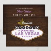 Chic Las Vegas Sign Bachelorette Party Invitation Kaart (Voorkant / Achterkant)