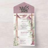 Chic Lavendel Bladerdak Eucalyptus bruiloft All In One Uitnodiging (Binnen)