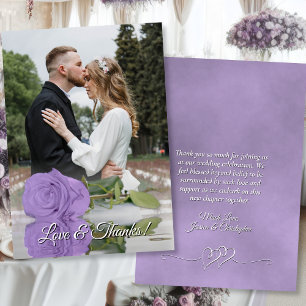 Chic Lavendel Roos Elegante Trouwfoto Overlay Bedankkaart