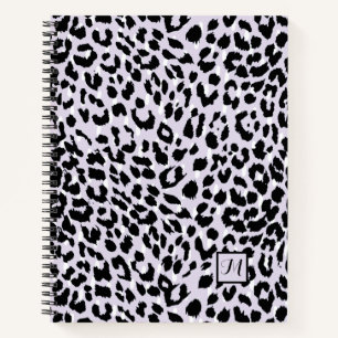 Chic Lavender en Black Animal Print met Monogram Notitieboek