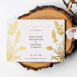 Chic Lavender Floral non-Photo Save the Date REAL Folie Uitnodiging