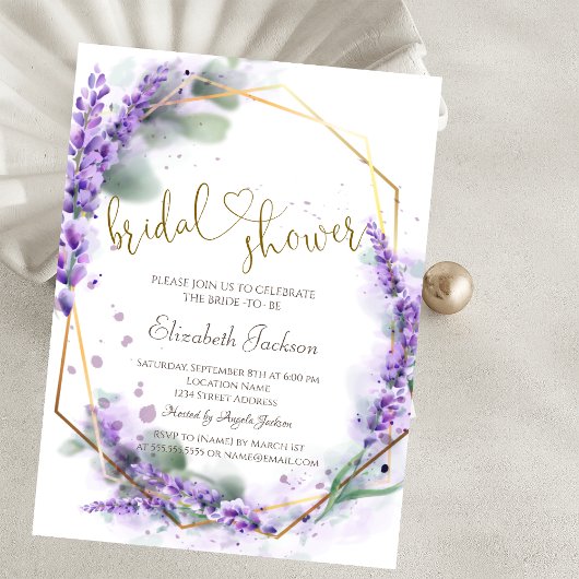 Chic Lavender Flowers Bridal Shower  Kaart