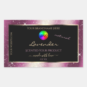 Chic Lavender Glitter Frame Productlabel en Logo Rechthoekige Sticker