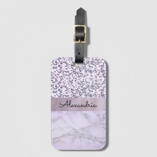 Chic Lavender Marble Bagagelabel (Voorkant (verticaal))