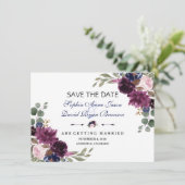 Chic Lavender Navy Blue Floral Bloom Save the Date (Staand voorkant)