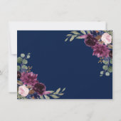 Chic Lavender Navy Blue Floral Bloom Save the Date (Achterkant)