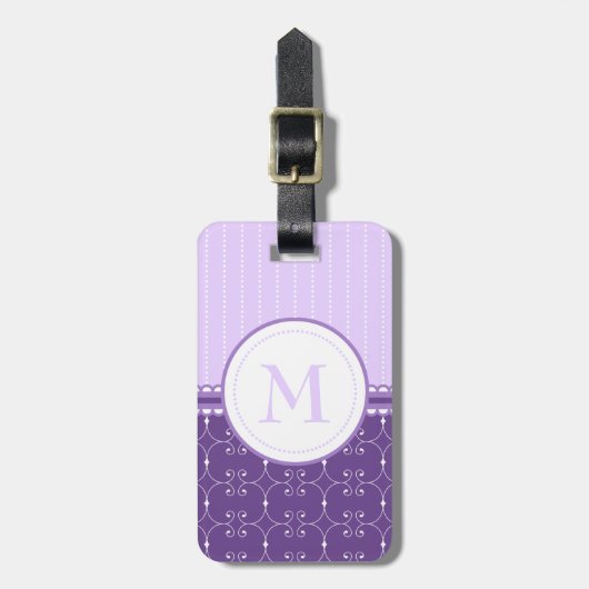 Chic Lavender Paars Custom Monogram Patroon Bagagelabel (Voorkant verticaal)