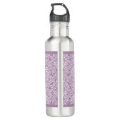 Chic Lavender Paars Damask Monogram met naam Waterfles (Achterkant)