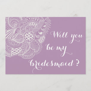 Chic Lavender Paisley zal je mijn Bridesmaid zijn Kaart