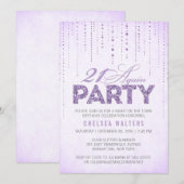 Chic Lavender Sparkle 21 opnieuw verjaardagsfeestj Kaart (Voorkant / Achterkant)
