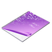 Chic Lavender & White Flourish Custom Notebook Notitieboek (Linkerzijde)
