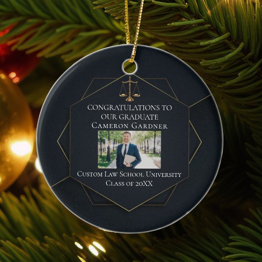 Chic Law School Foto Afstuderen Kerst Keramisch Ornament