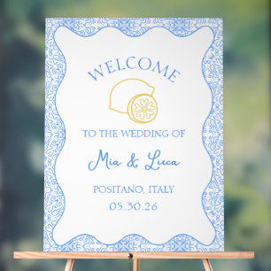 Chic Lemon Blue Tile Italienne Mariage Affiche de
