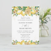 Chic Lemon Floral Summer Greenery Wedding Kaart (Staand voorkant)