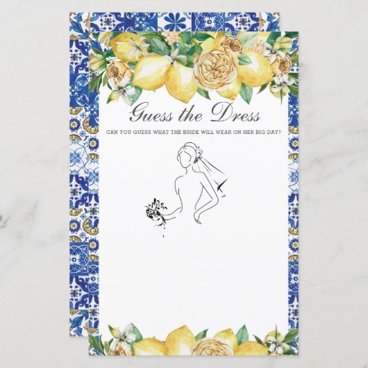 Chic Lemon Greenery raadt het Dress Bridal Game (Voorkant / Achterkant)