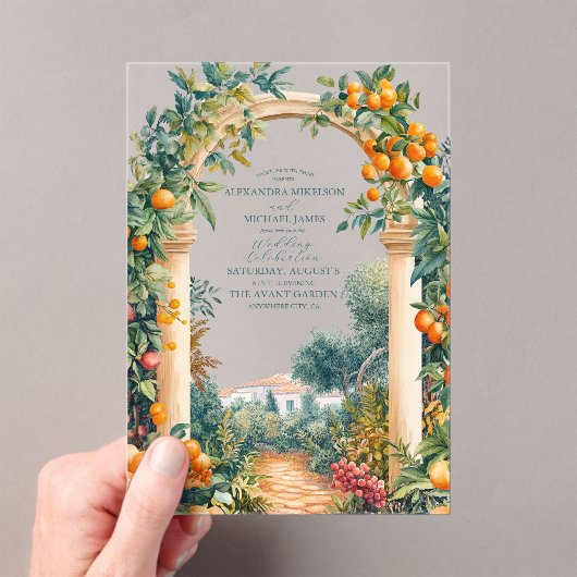 Chic Lemon Mediterraanse Zomer Bruiloft Acryl Uitnodigingen (Insitu (Draagbaar))