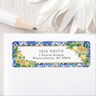 Chic Lemon Mediterranean Greenery Return Address Etiket