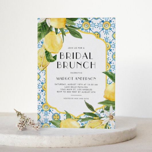 Chic Lemon Mediterranean Summer Bridal Brunch Kaart