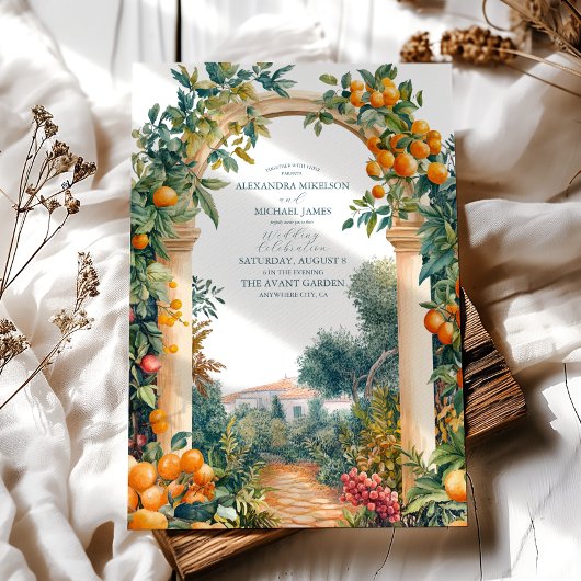 Chic Lemon Mediterranean Summer Wedding Kaart