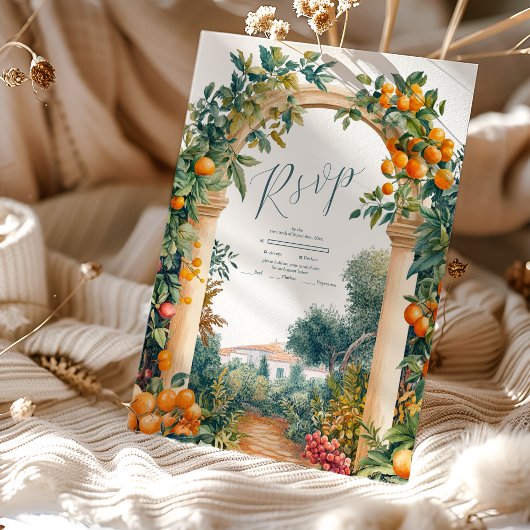 Chic Lemon Mediterranean Summer Wedding RSVP Kaartje