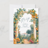 Chic Lemon Mediterranean Summer Wedding RSVP Kaartje (Voorkant)