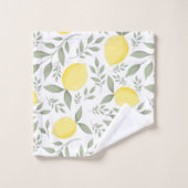 Chic Lemons and Leaves Monogram Bad Handdoek (Wasdoekje)