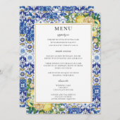 Chic Lemons Floral Greenery Mosaic Mariage Menu (Devant / Derrière)
