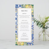 Chic Lemons Floral Greenery Mosaic Mariage Menu (Debout devant)