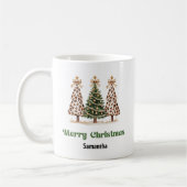 Chic Leopard Christmas Trees Custom Name Mug (Gauche)
