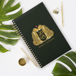Chic Leopard Love op Donkergroen Planner