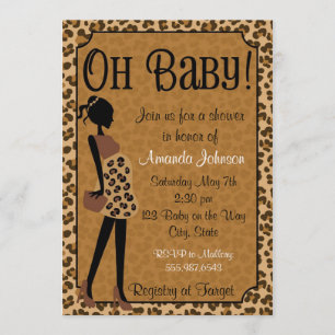 Chic Leopard mammie-to-be Baby shower nodiging Kaart