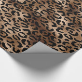 Chic Leopard Pattern Black Bronze Monogram Cadeaupapier (Hoek)