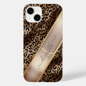 Chic Leopard Pattern Black Bronze Monogram Case-Mate iPhone Case (Achterkant)