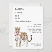 Chic Leopard Pink Bow Verjaardag Kaart (Voorkant)