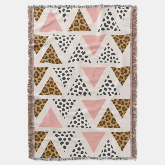 Chic Leopard & Pink Triangle Pattern Deken (Voorkant Verticaal)