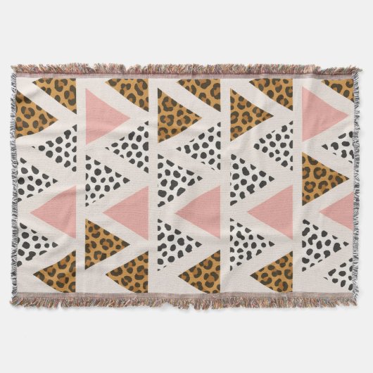 Chic Leopard & Pink Triangle Pattern Deken (Voorkant)