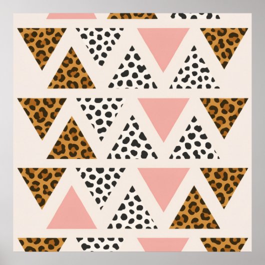 Chic Leopard & Pink Triangle Pattern Poster (Voorkant)