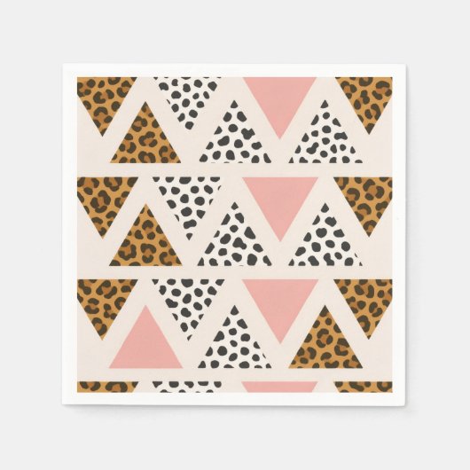 Chic Leopard & Pink Triangle Pattern Servet (Voorkant)