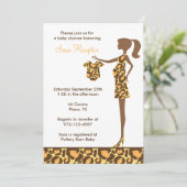 Chic Leopard Print Baby shower Uitnodiging (Staand voorkant)