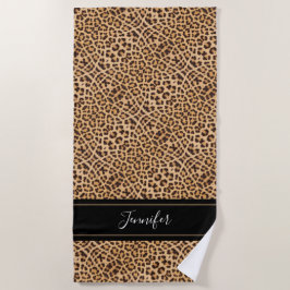 Chic Leopard Print Black Script op maat gemaakt Strandlaken