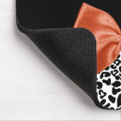 Chic Leopard Print Burnt Oranje Bow met naam Muismat (Hoek)