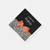 Chic Leopard Print Burnt Oranje Bow met naam Servetten (Hoek)