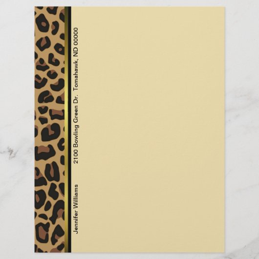 Chic Leopard Print Custom Letterhead Stationery (Voorkant)