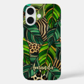 chic leopard print monstera leaves monogram Case-M Case-Mate iPhone Case (Achterkant)